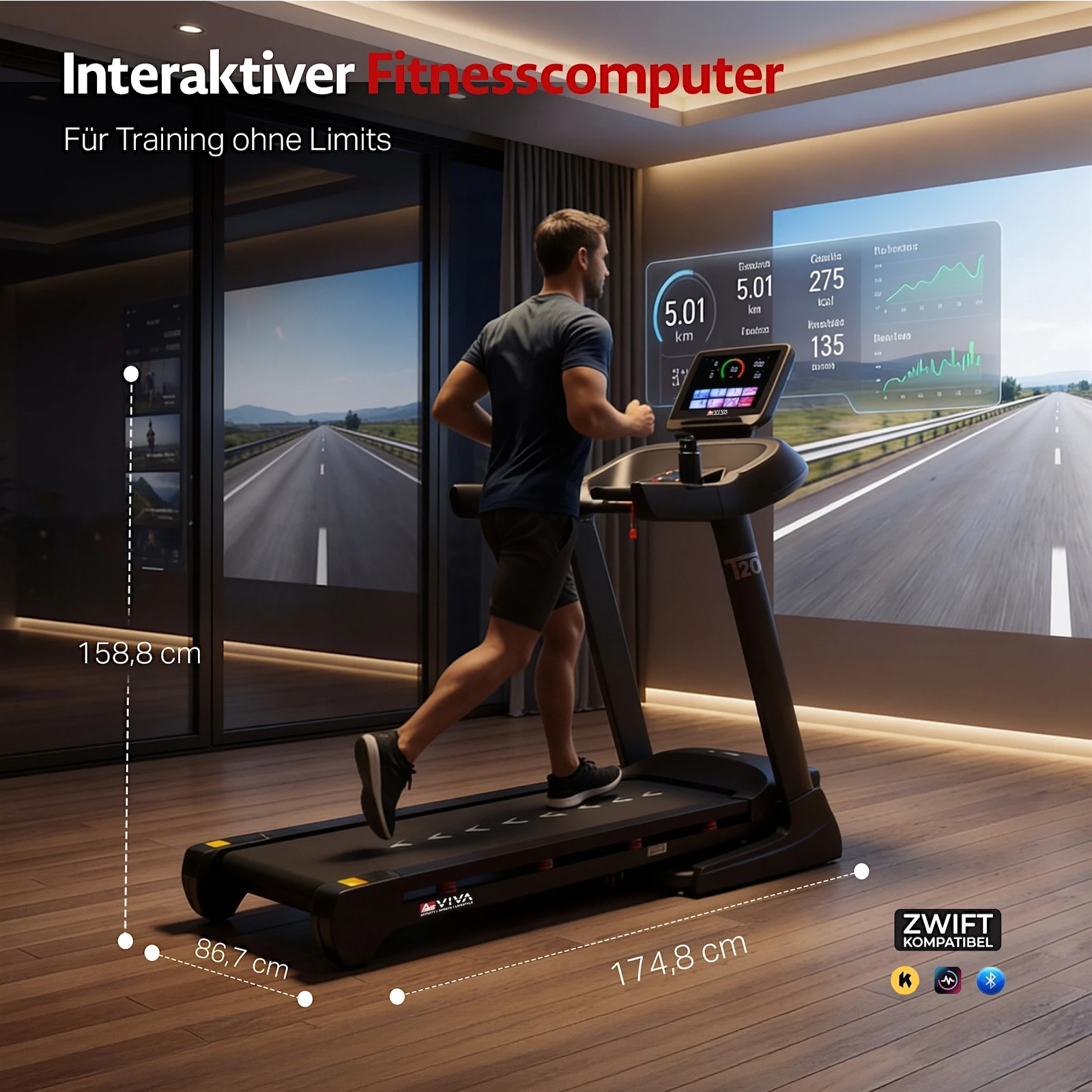 AsVIVA Laufband (K12525) - Display und Konsole