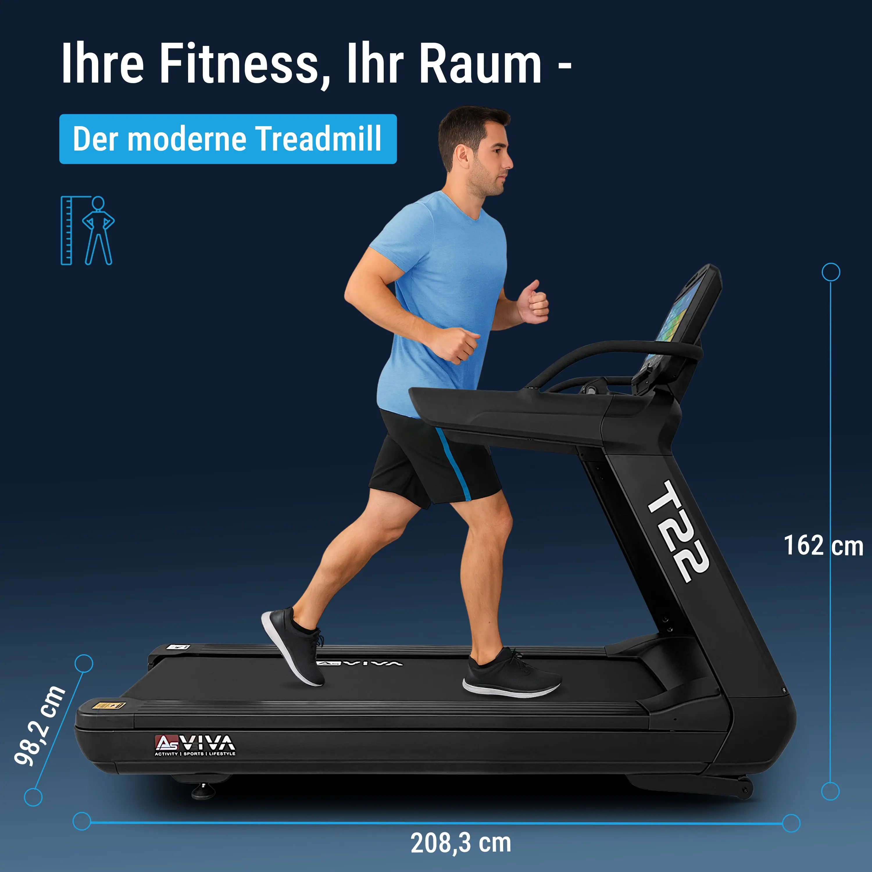 AsVIVA 2KT Treadmill (V9T+PLUS) - Abmessungen