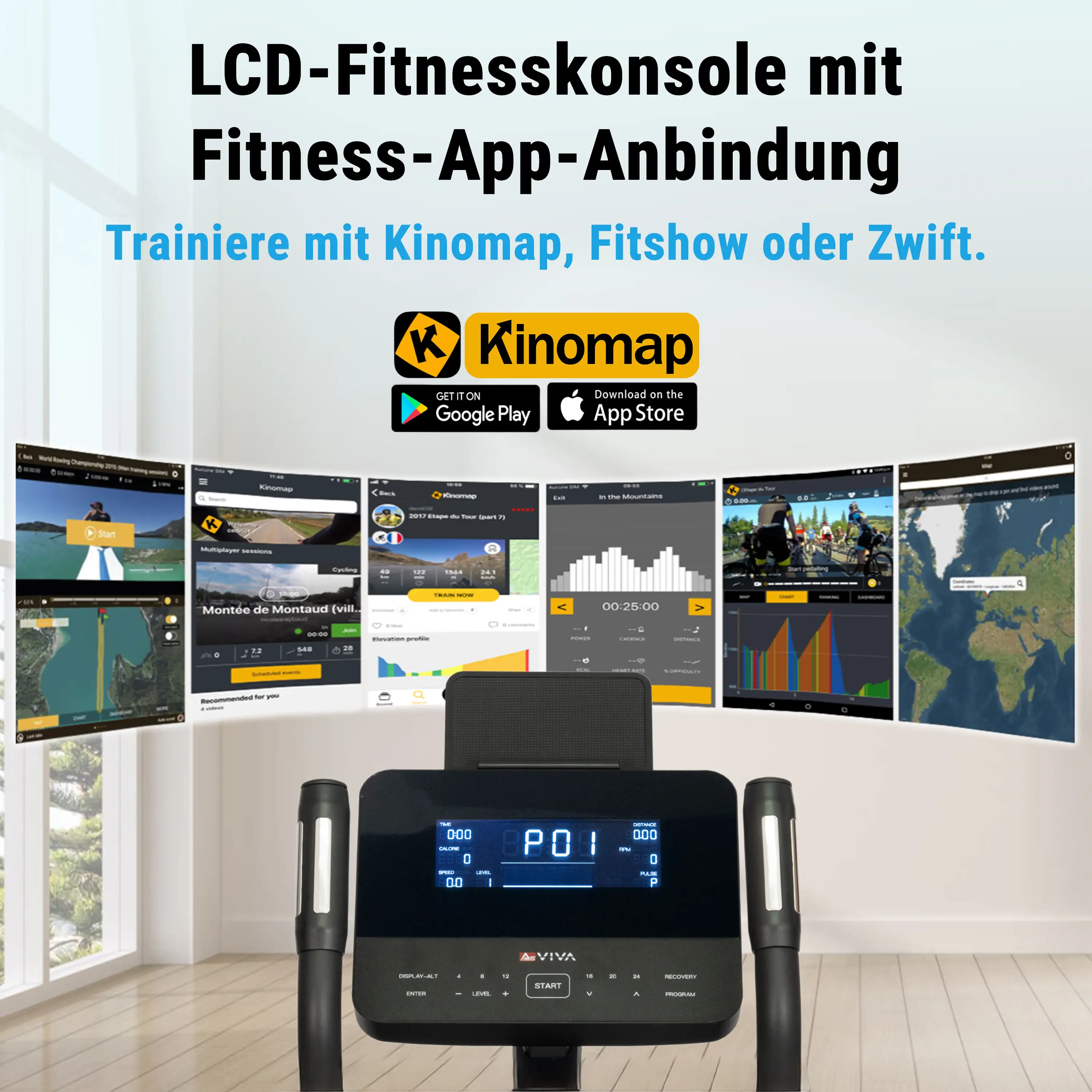 AsVIVA Ellipticaltrainer (YK-CT2301T) - Display und Konsole