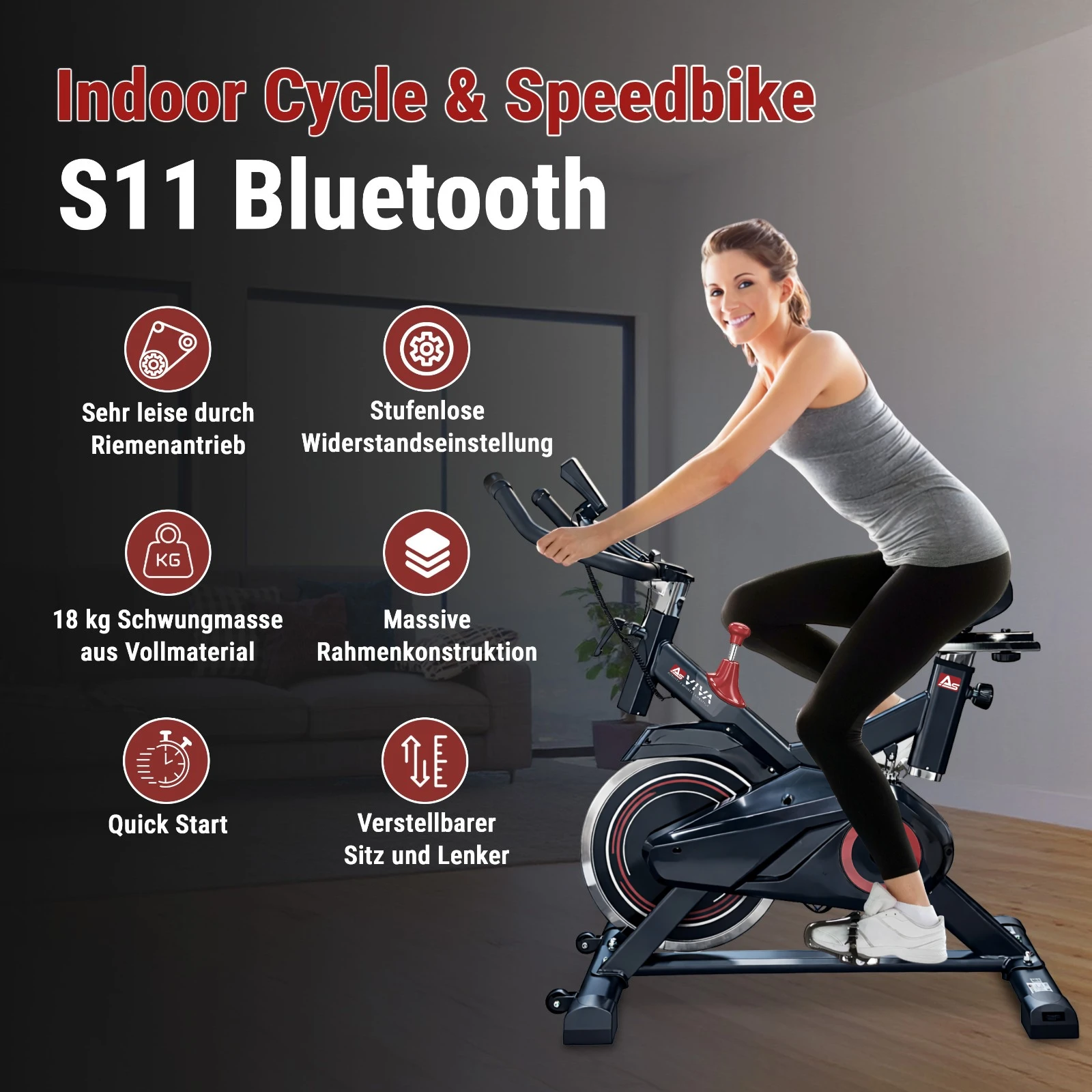 AsVIVA | INDOOR CYCLE Cardio XI Sport bicycle S11 - Produktansicht