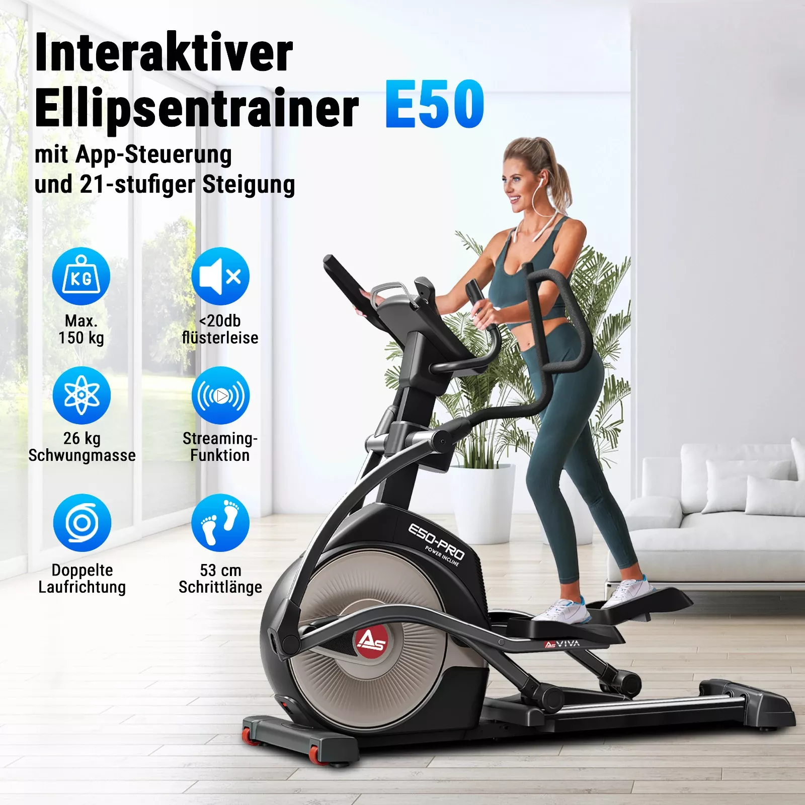 AsVIVA Ellipticaltrainer (YP-E8) - Produktansicht